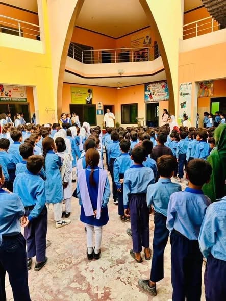 Students gathered for assembly at Grace Charity School